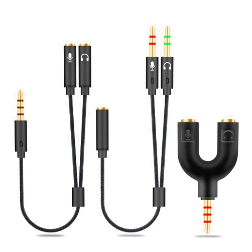 EBEETECH HIEbee 2 in 1 3.5mm Headphone Splitter Adapter (Microphone + Audio) Female to Male&Male to Female Stereo Jack Y Cable Compatible for PS4,PS5,Nintendo Switch,Phone,Laptop(3 in 1 Pack)