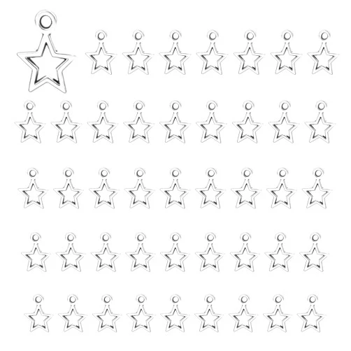 Mozeat Lens 150 Pieces Star Charms Pentagram Silver Mini Star Charms Tiny Blank Stamping Star Dangle Pendant for Jewelry Making Bracelet Necklace Keychain DIY Supplies