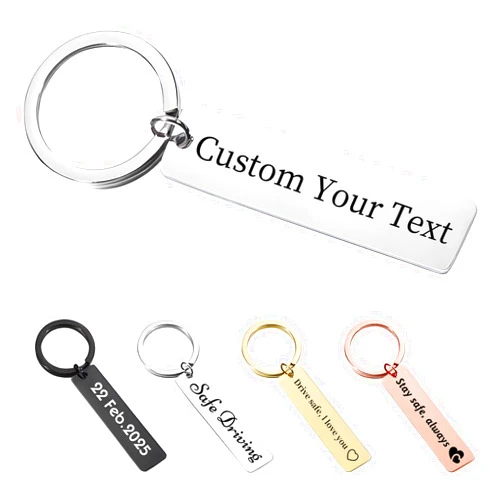 CDBUY Custom Keychain - Personalized Double-Sided Engraved Name or Text Keychains, Customized Gifts for Men Women