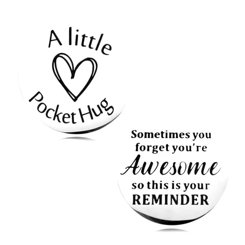 Dimeho Pocket Hug Token Long Distance Gifts for Friend, Double Sided Inspirational Keepsake with Box Stainless Steel A Little Pocket Hug Friendship Gifts Encourage Cancer Survivor Recovery Gifts