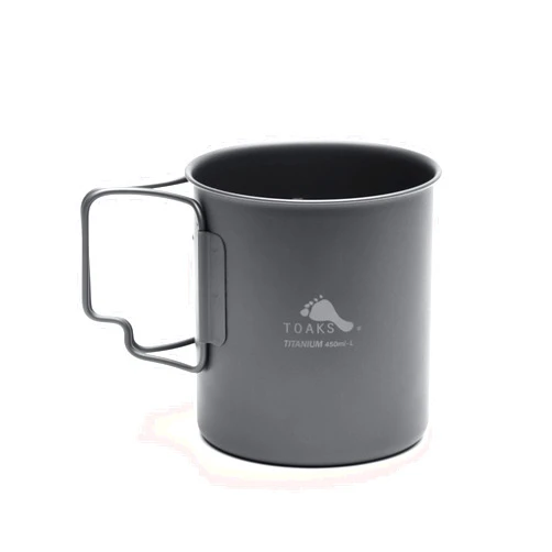 TOAKS Ultralight 450ml Titanium Cup – Camping Mug with Foldable Handles, 48g, Backpacking & Hiking Gear