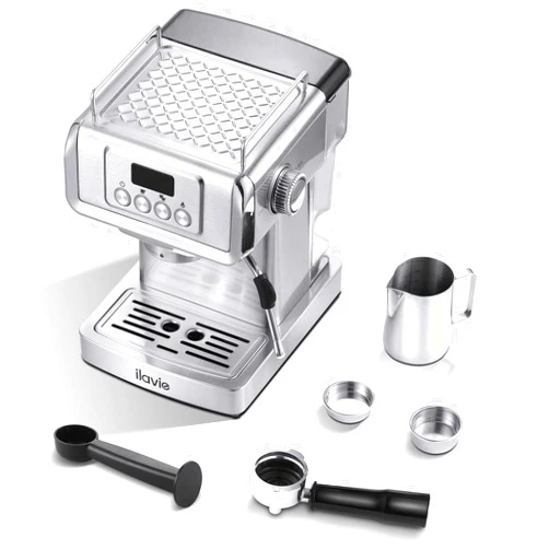 ILAVIE 20 Bar Espresso Coffee Machine for Home, Stainless Steel Espresso Maker with Commercial Steamer for Latte and Cappuccino, Expresso Coffee Machine with Removable Water Tank