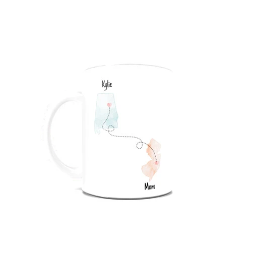 Trend Setters State to State 11 Oz Coffee Mug – Choose Up to 4 States to Connect, Add Names and Quote – Long Distance Family, Friendship or Relationship – Perfect for Gifting or Collecting