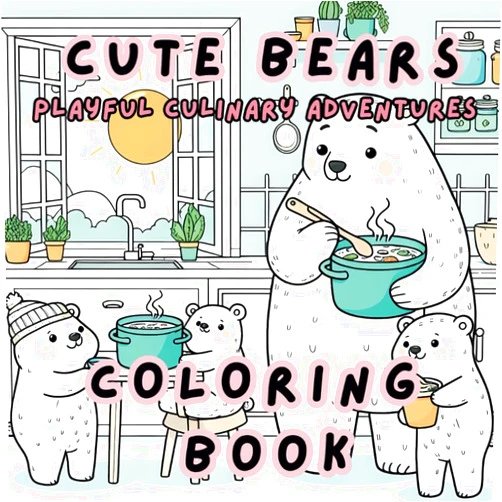 PHETRA EADTHONGSAI CUTE BEARS PLAYFUL CULINARY ADVENTURES COLORING BOOK: Perfect for adults and kids for relaxation and anxiety relief