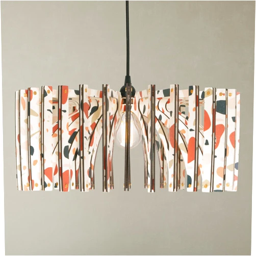 DEZAART Terraco White Fat Umbrella | Wood Pendant Light| Pattern Light Fixture | Mid Century Modern | Handmade Lamp | Ceiling Lamp | Chandelier Lighting