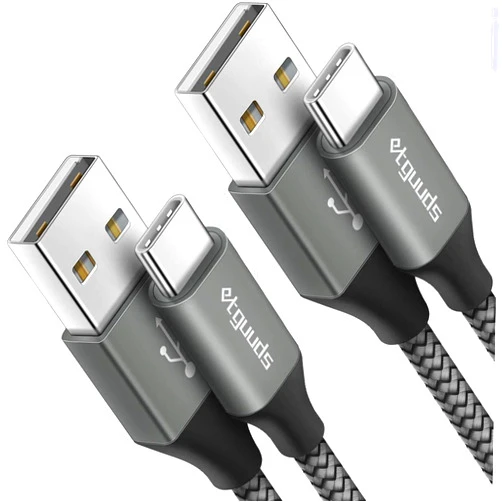 etguuds 2-Pack, 6ft USB C Cable 3A Fast Charging, Nylon Braided USB A to Type C Charger Cord Compatible with Samsung Galaxy Note 20 10/10+ Plus/9/8, S10 S10E, S22 S21 S20 S9 S8, A10e A20 A40 A50 A70