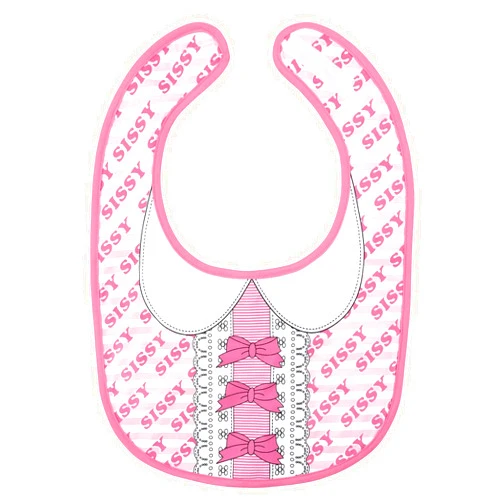 Littleforbig Cotton Waterproof Babydoll Printed Adult Bib with Adjustable Velcro Closure - Pretty in Pink Sissy Bib