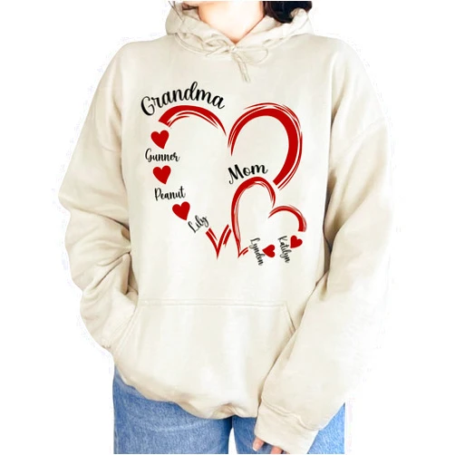 IZI POD Personalized Mom Grandma Shirt, Grandkids Name Shirt, Mom Shirt for Women, Mimi Nana Shirt, Gift for Mothers Day, Christmas
