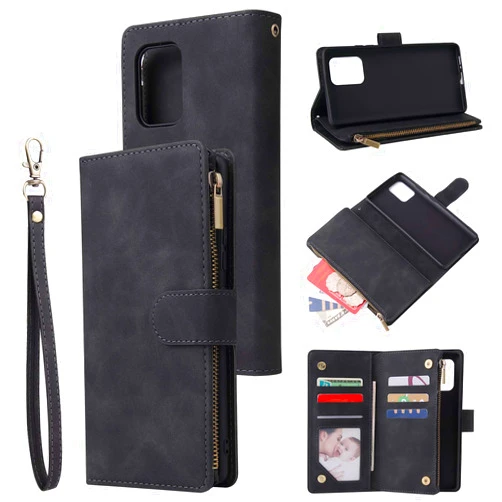 ZORSOME Flip Leather Wallet Case for Samsung Galaxy S10 Lite, Premium PU Leather Wallet Case Kickstand Protective Cover with ID&Credit Card + Wrist Strap