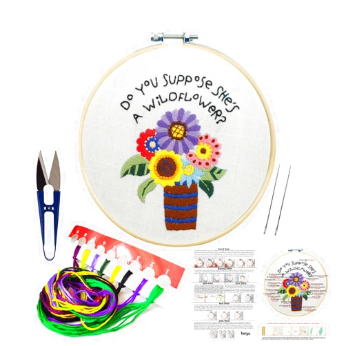 BERYA Embroidery Kit Including Embroidery Hoop,Color Threads and Embroidery Scissors for Beginners-Handmade Needlepoint Kits for Adults Kids …
