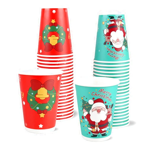 Richboom Holiday Disposable Christmas Cups - 42 Count 12 oz Christmas Coffee Cups Christmas Disposable Coffee Cups Hot Cocoa Bar Supplies for Christmas Party Decorations