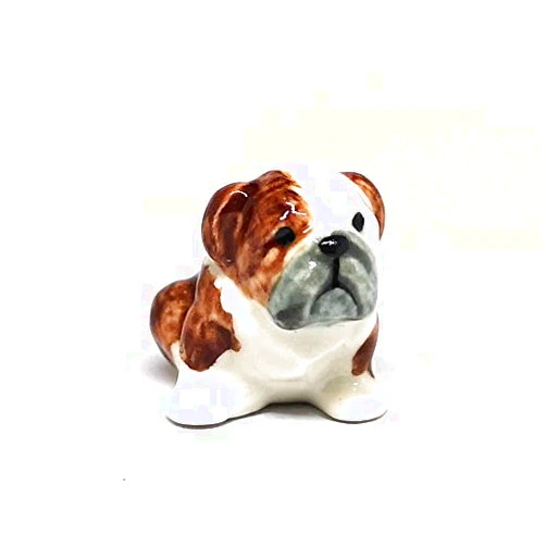 ZOOCRAFT Mini Bulldog Figurine Ceramic Hand Painted Miniature Gift Collectible Animals