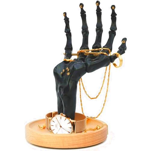 Suck UK | Skeleton Ring Holder | Gothic Jewellery Organiser & Gothic Jewellery Box | Halloween Stand Or Trinket Dish | Goth Home Decor & Goth Decor | Gifts For Women | Black