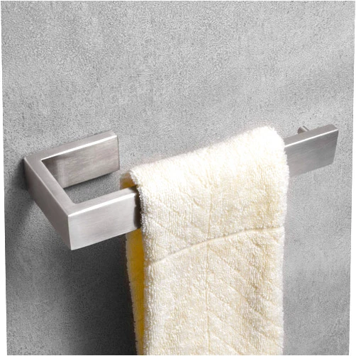 Nolimas Bathroom Hardware Towel Bar SUS 304 Stainless Steel Square Towel Ring Shelf Holder Rack for Bath Kitchen Garage Heavy Duty Wall Mounted, Nickel Brushed