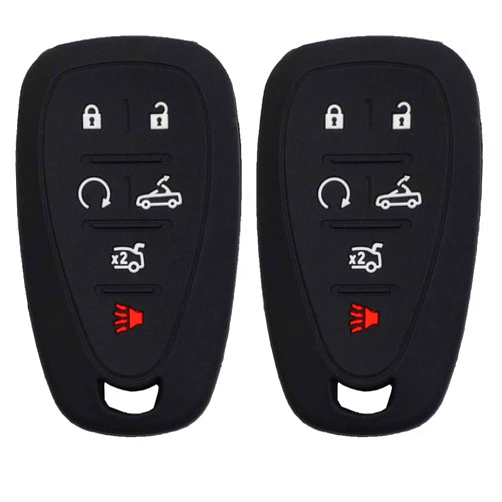 Btopars 2pcs 6 Button Black Remote Smart Key Fob Silicone Case Cover Protector Holder Jacket Compatible with Chevy Chevrolet 2016 2017 2018 2019 2020 2021 Camaro Convertible