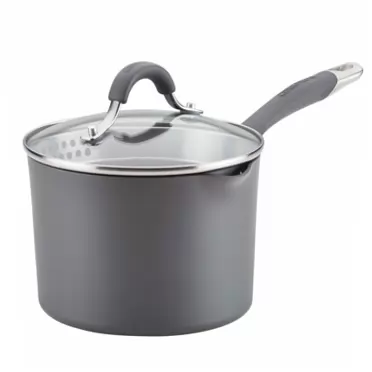 Circulon Radiance Hard Anodized Nonstick Sauce Pan/Saucepan with Straining and Lid, 3 Quart, Gray 3 Quart Saucepan