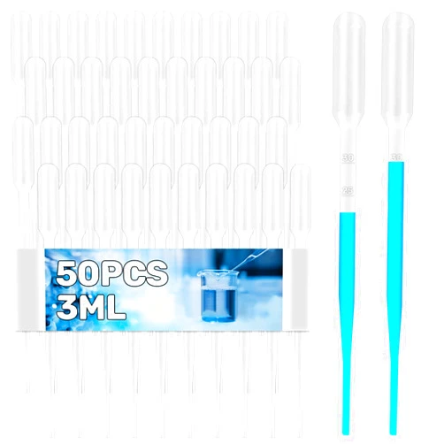 MAQIHAN Disposable Pipettes Dropper 50pcs - 3ml Plastic Pipettes Droppers Pippettes Pippets Water Dropper Mini Transfer Pipettes Droppers for Ersessential Oils Pipets Small Measuring Liquid Dropper