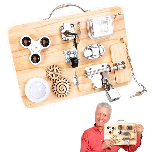 SHFGYG Fidget Board for Dementia Patients,Fidget Busy Board for Elderly , Sensory Activities for Alzheimer's Seniors, Dementia Products for Elderly to Ease Anxiety & Aid Memory Care