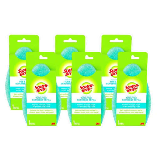 Scotch-Brite Non-Scratch Tub & Tile Scrubber Refill Pads, (Pack of 6)