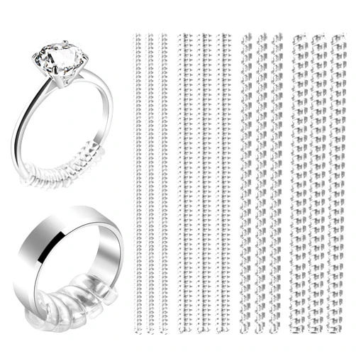 ARCUAT Ring Sizer Adjuster for Loose Rings, 12 Pack 4 Sizes Invisible Clear Silicone Ring Guard for Women Men, Ring Resizer Tightener Spacer Fitter for Too Big Ring, Make Ring Smaller without Resizing