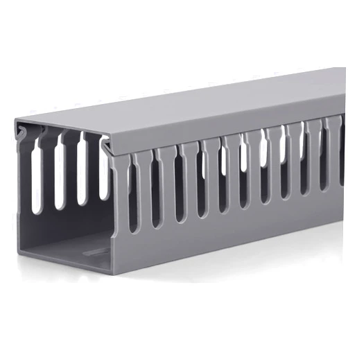 ZhiYo 2x2in Server Rack Cable Management, 6.6FT (2 x L3.3FT) Cable Duct Cable Raceway Kit, Electrically Safe PVC for Network Cable Management, Open Slot Wire Raceway for Computer Under Desk, Wire Duct Grey