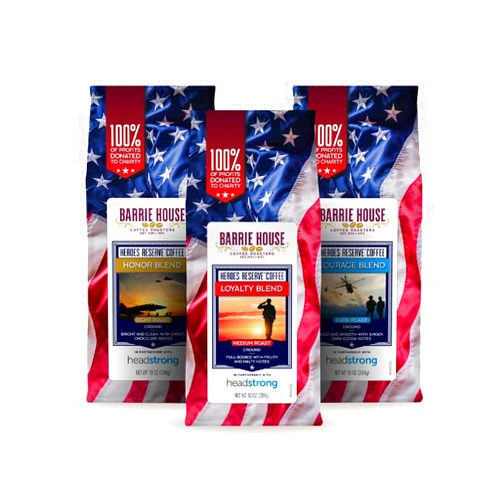 Barrie House Heroes Reserve Variety Pack | 3 x 10oz Bags, One of Each Roast Blend | 100% Arabica Ground Coffee | Supporting Our Veterans In Partnership With Headstrong Project Variety Pack (1 of Each)