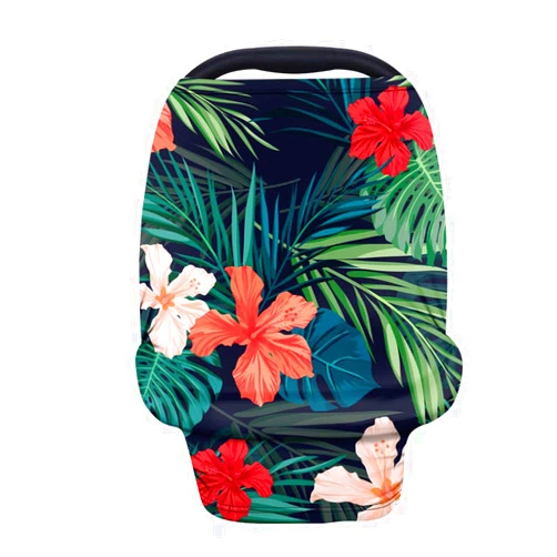 Forchrinse Hawaiian Hibiscus Flower Palm Leaf Print Nursing Breastfeeding Cover,Baby Car Seat Canopy Infant Stroller Covers for Newborn