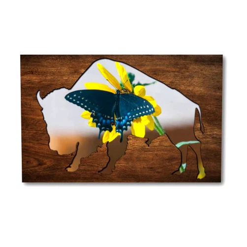VIUBGCPS Canvas Print Picture Creative Bear Wall Art Painting Black Swallowtail Butterfly Framed And Stretched Poster Home Decor Artwork 20x32 Inches