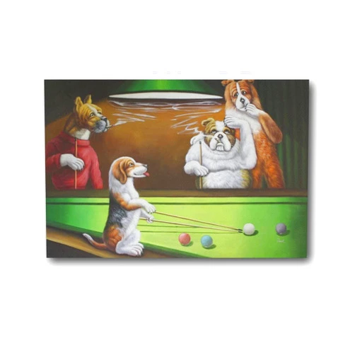 TENGHONG Dogs Playing Pool Cassius Marcellus Coolidge Painting Wall Art Picture Painting Poster Canvas Print Posters Artworks Bedroom Living Room Decor 08x12inch(20x30cm)