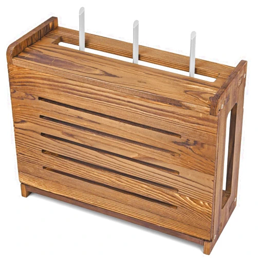 BEARUT Wooden Router Shelf Wall Mount WiFi Router Storage Box Modem Cable Router Cover Organized Power Strip Cable Management Hider Rack Need Assembly 14.9 * 9.8 * 5.4 in (L* H * W)