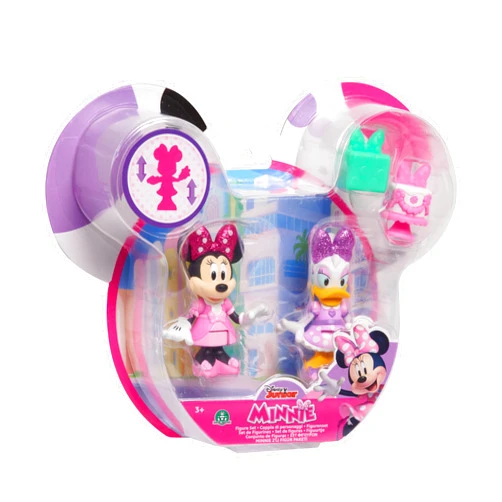 Just Play 89963 Disney Junior Movable Collectible Figures Play Set with Cake and Gift 2-Pack Minnie Mouse and Daisy Duck Party Set 5 cm from 3 Years, Multicoloured