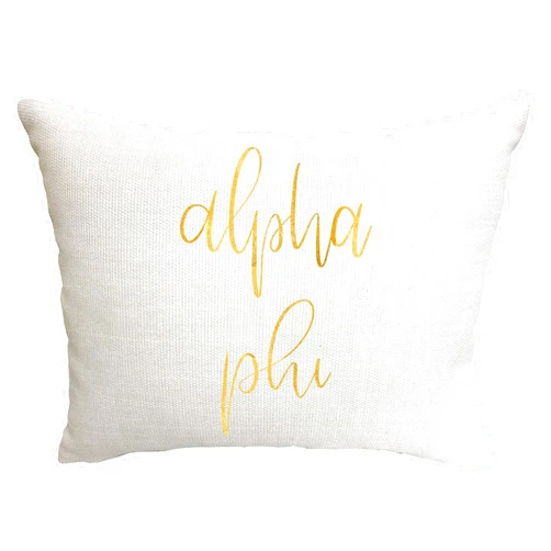 Sorority Shop Alpha Phi Pillow – Gold Script Design, 12