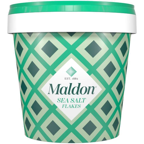 Maldon Salt, Sea Salt Flakes, 20 oz (570 g), Resealable Tub, Kosher, Natural, Handcrafted, Gourmet, Pyramid Crystals
