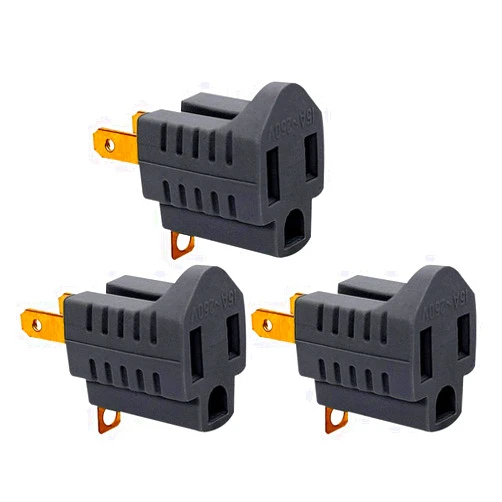 LYOOWNG (3 Pack) 3-Prong to 2-Prong Adapter Grounding Converter Polarized 3 Pin to 2 Pin Power for Wall Outlets Plugs, Grey