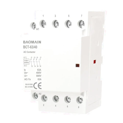 Baomain AC Contactor 63A 4 Pole 4 Normally Open 4 NO Universal Circuit Control 35mm DIN Rail Mount CE Listed BCT-63/40 (AC 110V)