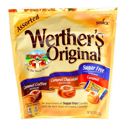 The Hampton Candy Company Werthers Sugar Free Hard Candy, 7.7 Ounce Assorted Bag (Pack of 1) - Individually Wrapped Sugar Free Werthers Candy, Werther Sugar Free - The Hampton Popcorn & Candy Company