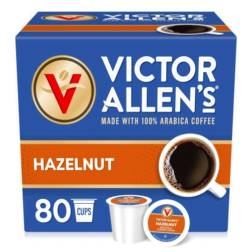 Victor Allen's Coffee Hazelnut Flavored, Medium Roast, 80 Count, Single Serve Coffee Pods for Keurig K-Cup Brewers