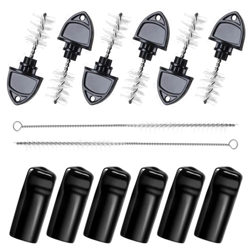 Dbgogo Beer Tap Plug Brush Beer Faucet Cap, 6pcs Beer Tap Plugs & 6pcs Rubber Draft Beer Faucet Covers & 2pcs Long Cleaning Draft Beer Plugs Tap Brush for Most Standard American Beer Faucets