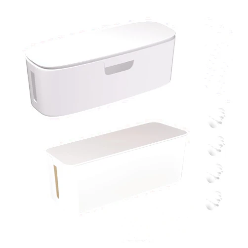 Chouky 2 Packs Large Cable Management Box - Large Cord Organizer Box to Hide Power Strip & Under Desk, TV Computer Wires Cable Organizer Box with Baby Proofs, Desk Cord Organizer for Home/Office - White