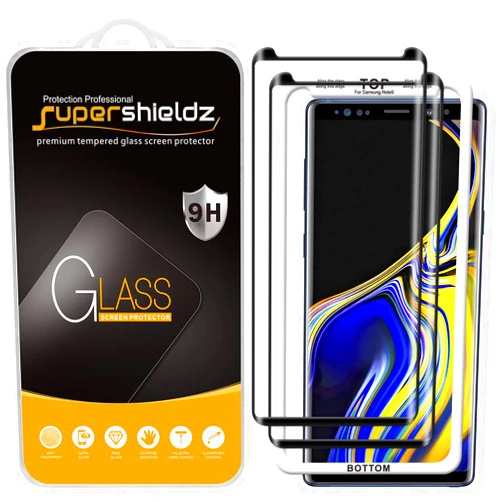 Supershieldz (2 Pack) Designed for Samsung Galaxy Note 9 Tempered Glass Screen Protector with (Easy Installation Tray) Anti Scratch, Bubble Free (Black)