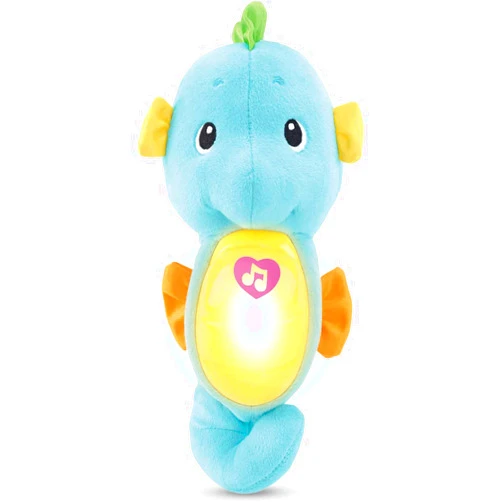 Fisher-Price Musical Baby Toy, Soothe & Glow Seahorse, Plush Sound Machine with Lights & Volume Control for Newborns, Blue
