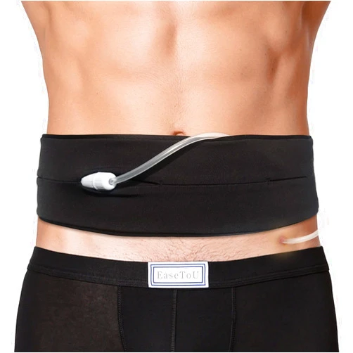 EaseToU PD Belt Peritoneal Dialysis Catheter Holder Comfortable Protector with Slits Pouch for Secure G J Feeding Tube Accessories Men Women Black
