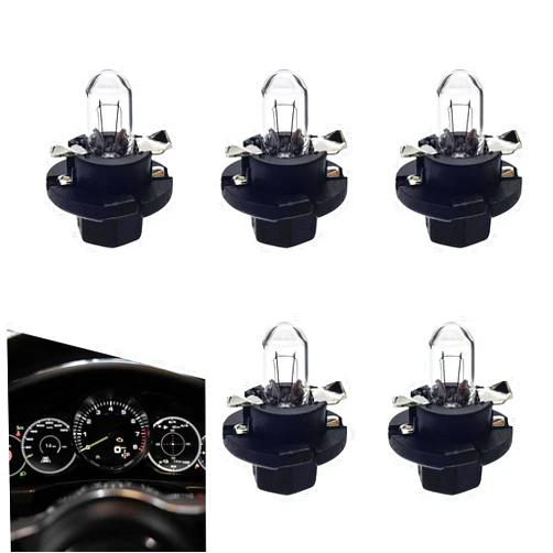 Yorpyep 5 PCS DB501 Car Dashboard Light, T5 Waterproof Heat-resistant Halogen Indicator with Flat Top, Super Bright A/C Climate Control HVAC Switch Light Bulb, Universal for Most Cars (White)