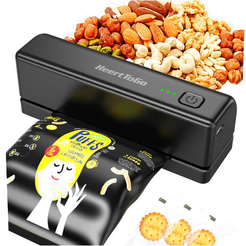 HEERTTOGO Heating Sealer, Mini Sealer Machine Rechargeable 3000mAh, Heating Quick Sealer for Food Bag, Chips and Snacks Bags Freshness, Portable item for Kitchen, Picnic, for Family, Friends