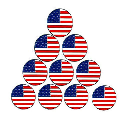 PINMEI Lot of 10 Golf Ball Markers Assorted Patterns - Soft Enamel Technique