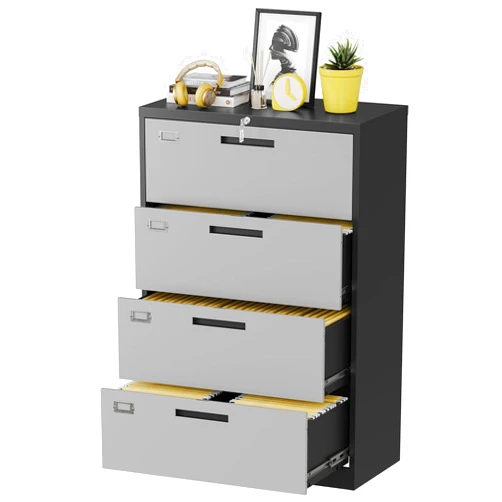Fesbos Metal Steel 4 Drawer Lateral File Cabinet with Lock, Filling Cabinets for Home Office, Lockable Storage Cabinet for Hanging Files Letter/Legal/F4/A4 Size-Assembly Required