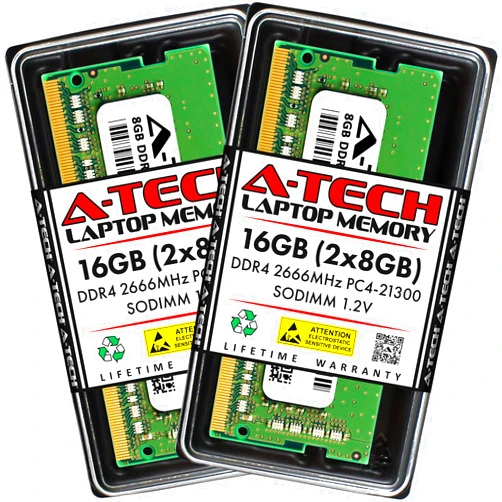 A-Tech 16GB (2x8GB) DDR4 2666MHz PC4-21300 (PC4-2666V) CL19 SODIMM 1.2V 260-Pin Non-ECC SO-DIMM Laptop Notebook RAM Memory Modules