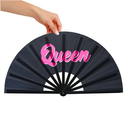 Boots On The Ground 13 Inch Large Rave Fan for Line Dancing & Parties,Folding Hand Fan Popping Clacking Fans,Foldable Hand Fan Perfect for Cosplay,Wedding,Festivals,Outdoor,Decoration(Queen,1 Pack)