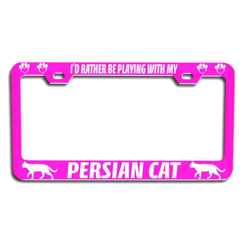 Makoroni - I'd Rather BE LOVEING with MYPERSIAN CAT Cat Pets Pn Metal License Plate Frame Tag Holder, #y51