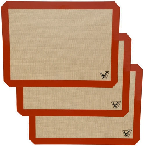 Velesco Silicone Baking Mat - Set of 3 Half Sheet (Thick & Large 11 5/8 x 16 1/2) - Non Stick Silicon Liner for Bake Pans & Rolling - Macaron/Pastry/Cookie/Bun/Bread Making - Professional Grade Nonstick by Velesco